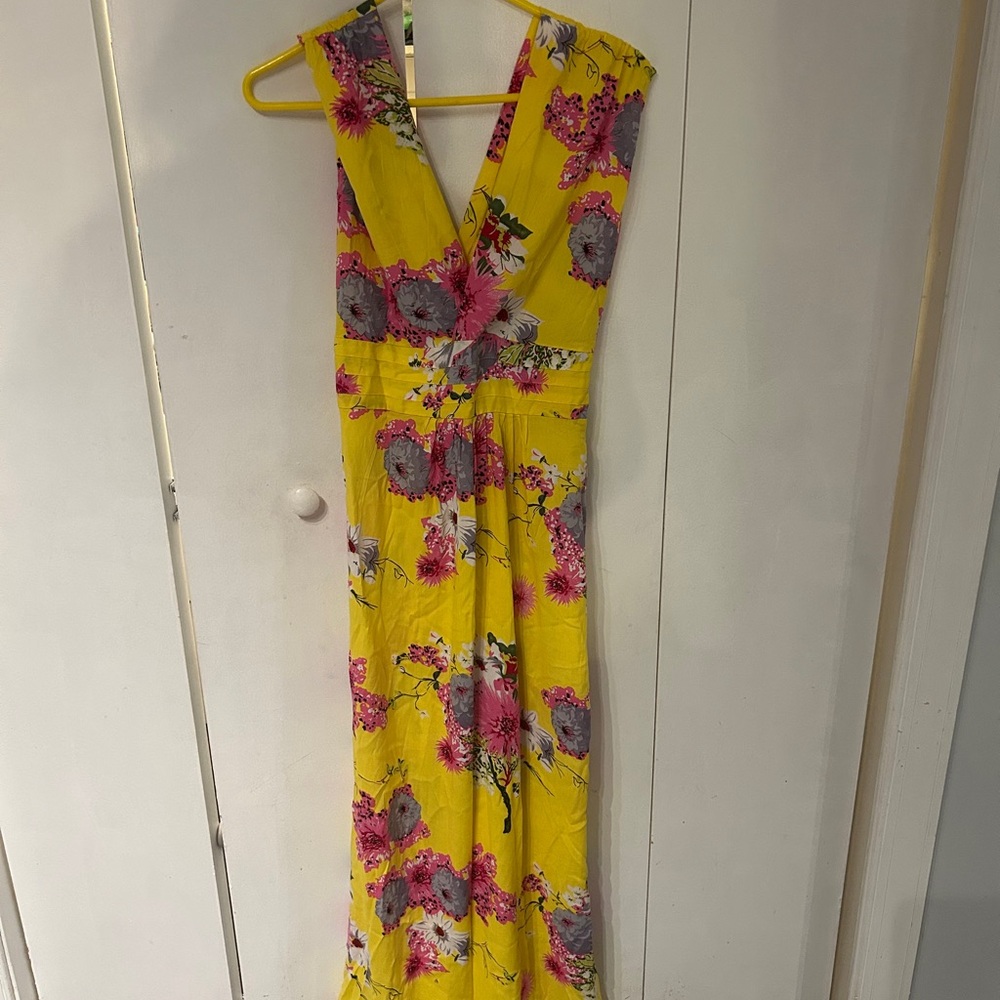 Vibrant Yellow Sleeveless V-Neck Maxi Dress
